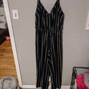 Black with white wide leg jumpsuit